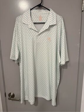 Rhoback Men's Polo in Mint with Coral Logo